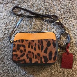 Mixed media Faux Animal Print cross body purse